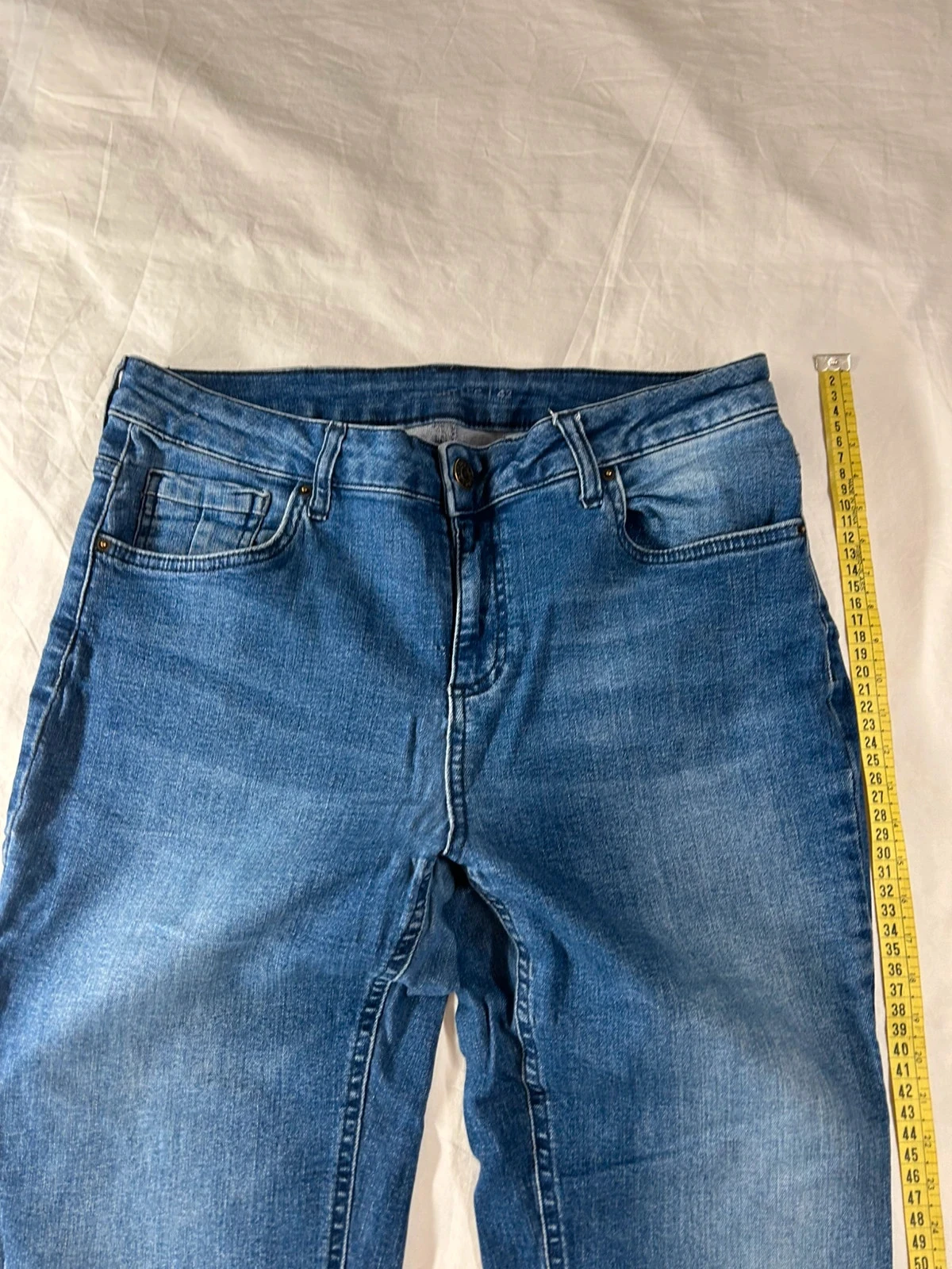 Uitlopende marineblauwe jeans vintage maat 42 – photo 3